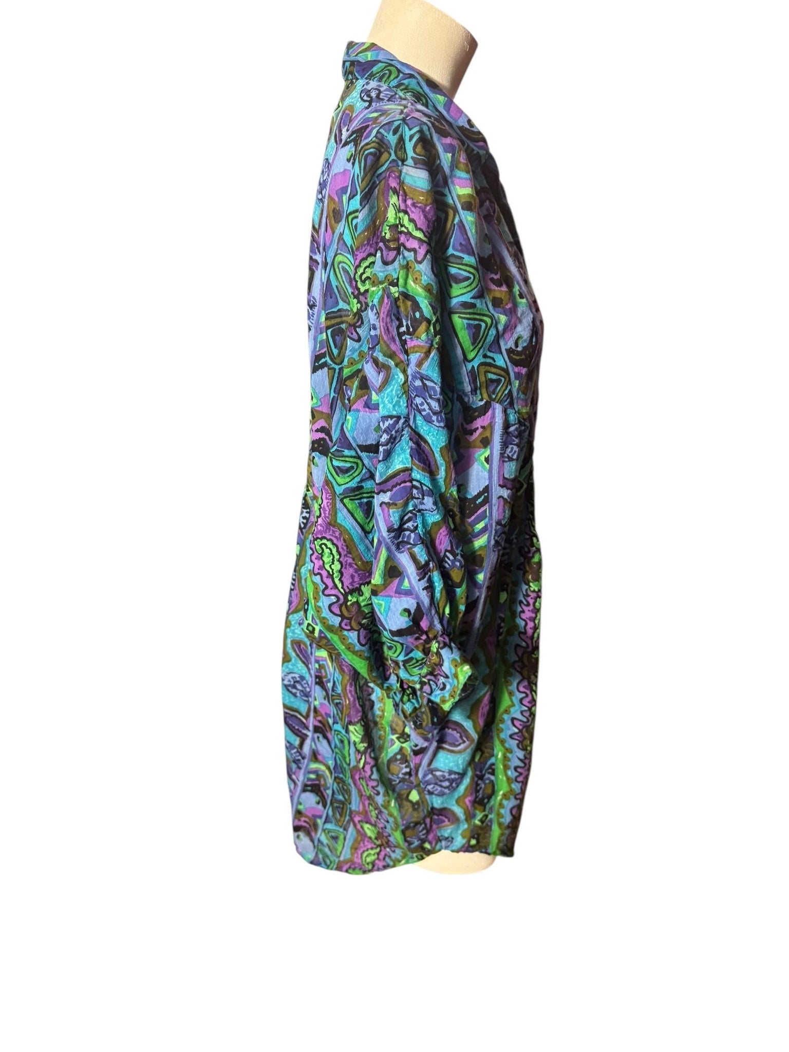 Vintage short cotton caftan dress S Sita