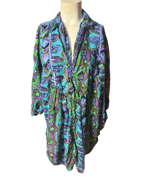 Vintage short cotton caftan dress S Sita