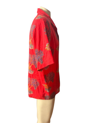 Vintage red Hawaiian shirt tiki L Oslander