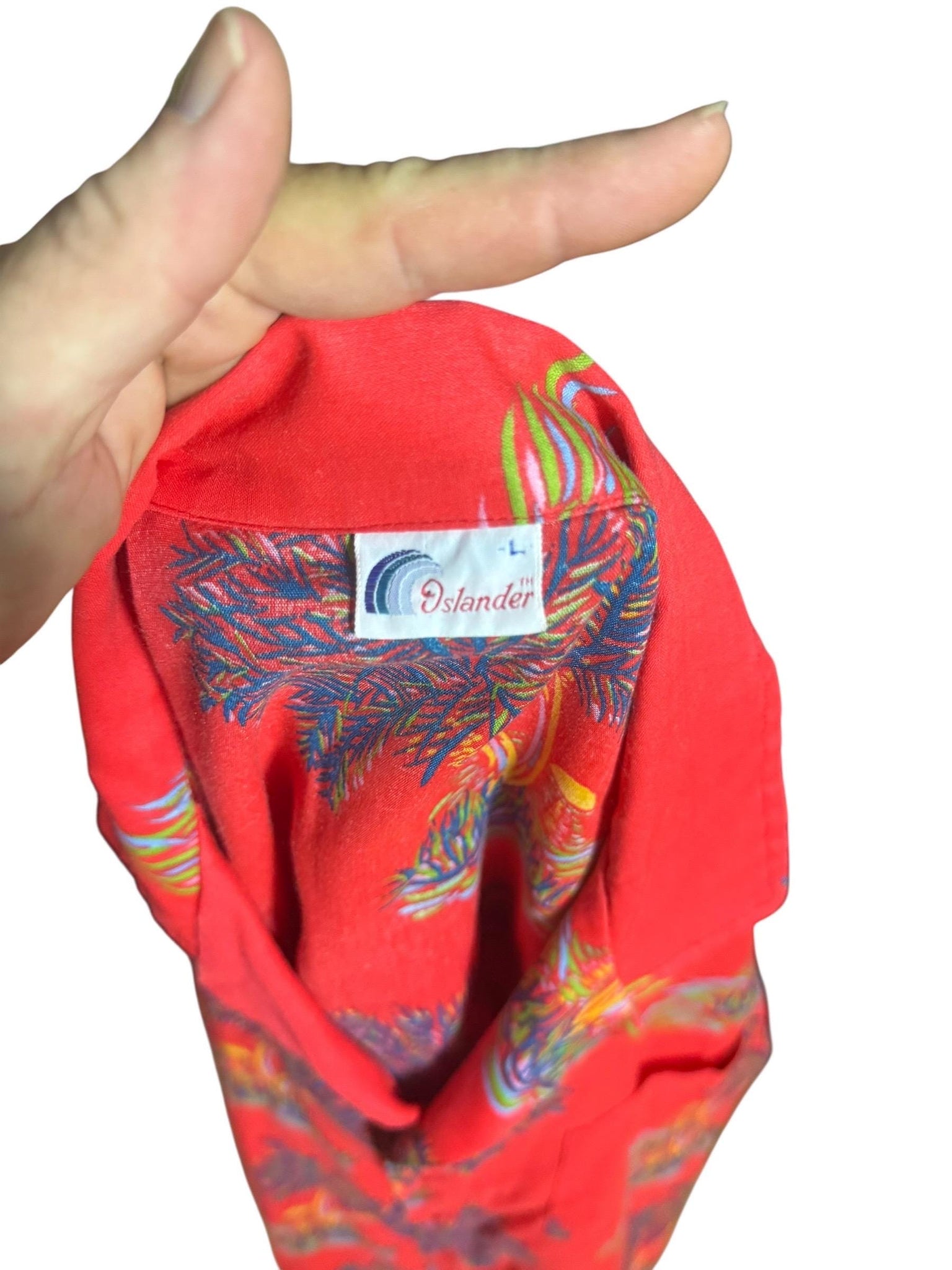 Vintage red Hawaiian shirt tiki L Oslander