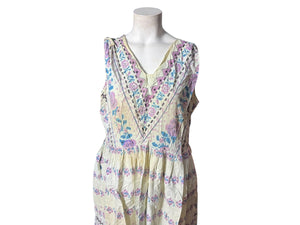 Vintage 40's purple & white floral dress XL AS IS