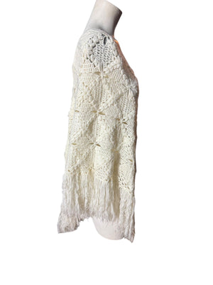 Vintage white crochet shawl