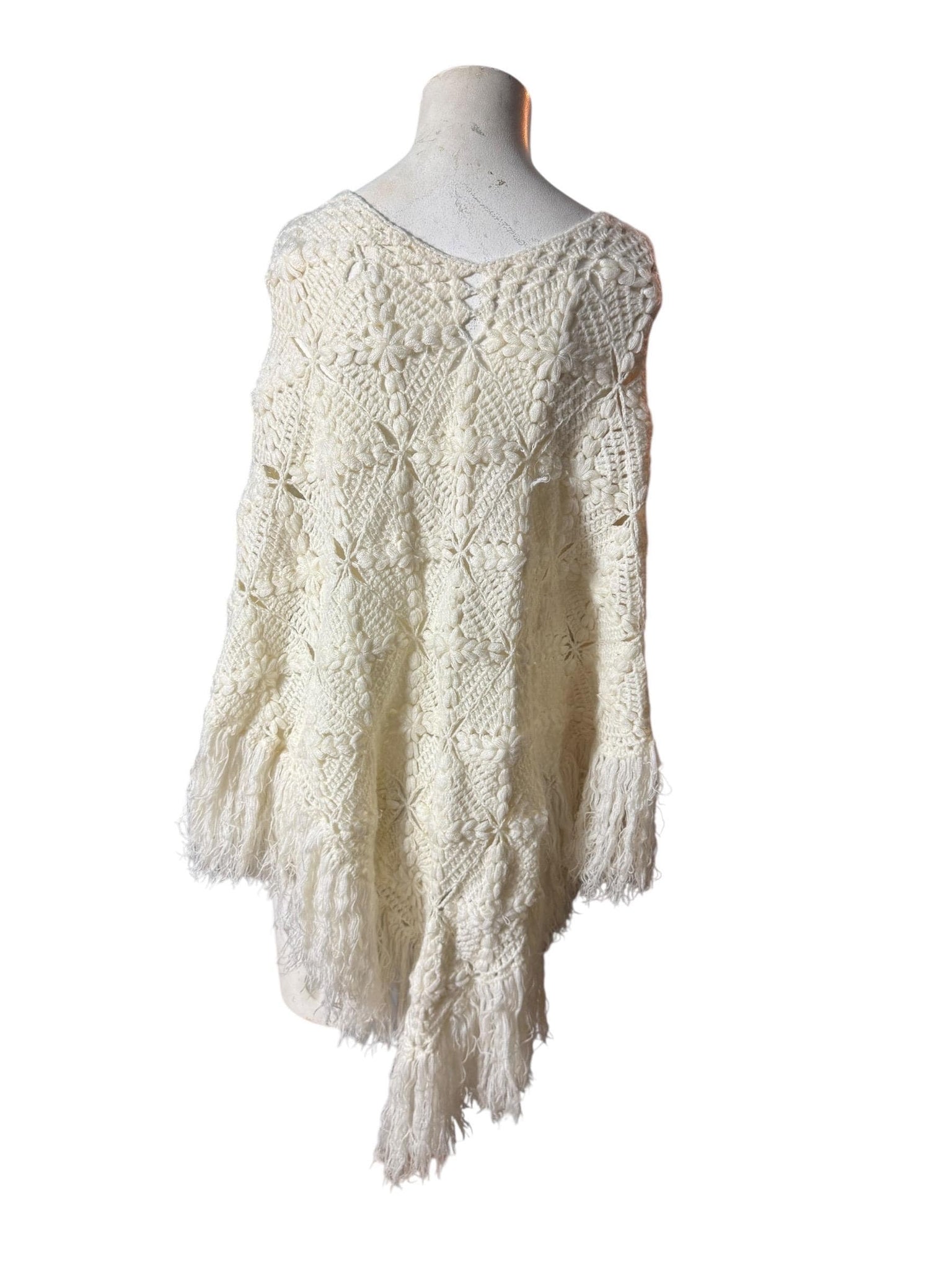 Vintage white crochet shawl