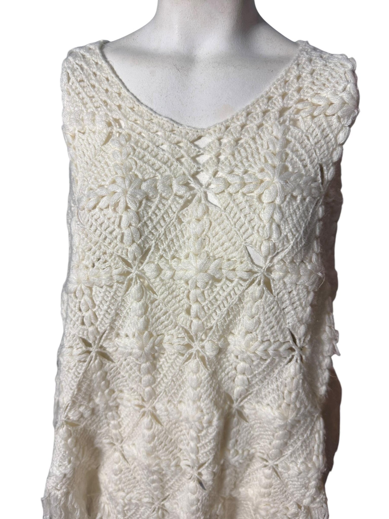 Vintage white crochet shawl
