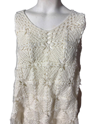 Vintage white crochet shawl