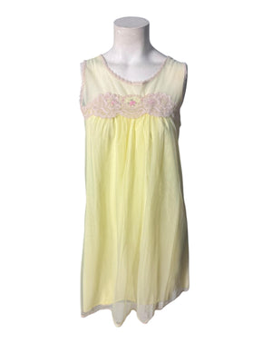 Vintage 60's yellow babydoll nightgown S