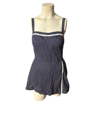 Vintage 80's blue Gabar 2 pc cotton bathing suit 14