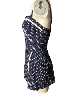 Vintage 80's blue Gabar 2 pc cotton bathing suit 14