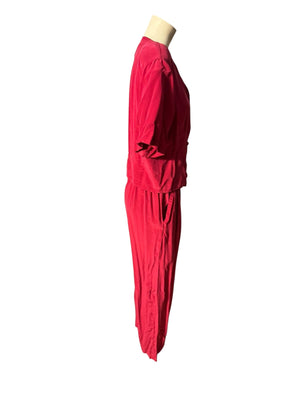 Vintage 80's red silk pant suit 10 Casual Corner