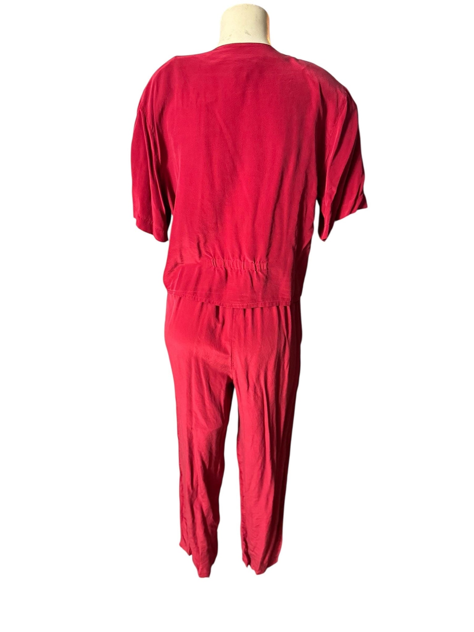 Vintage 80's red silk pant suit 10 Casual Corner