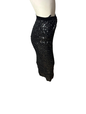 vintage black sequin skirt S