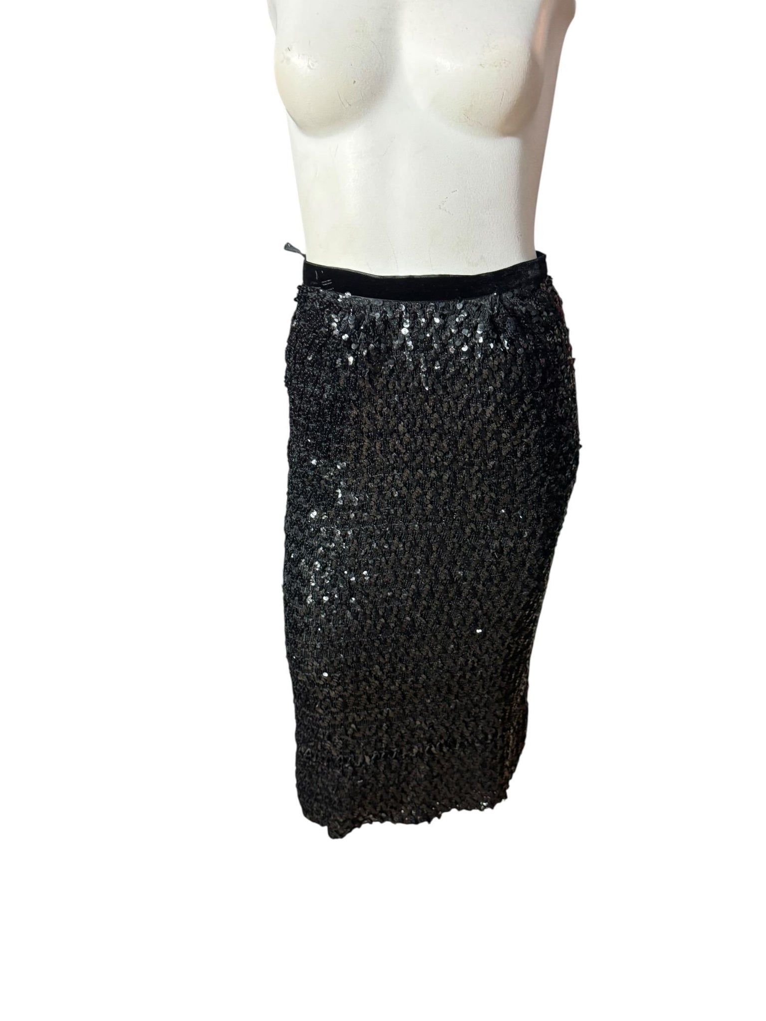 vintage black sequin skirt S