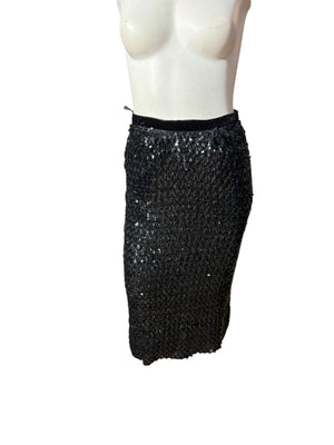 vintage black sequin skirt S
