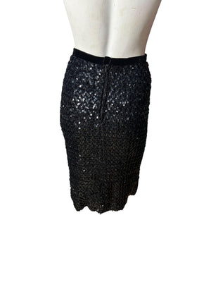 vintage black sequin skirt S