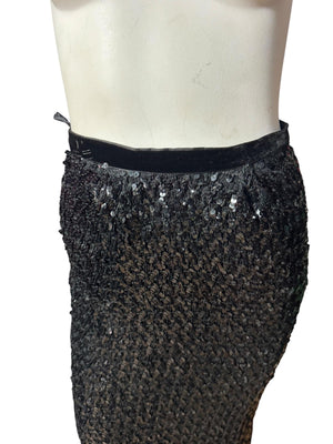 vintage black sequin skirt S