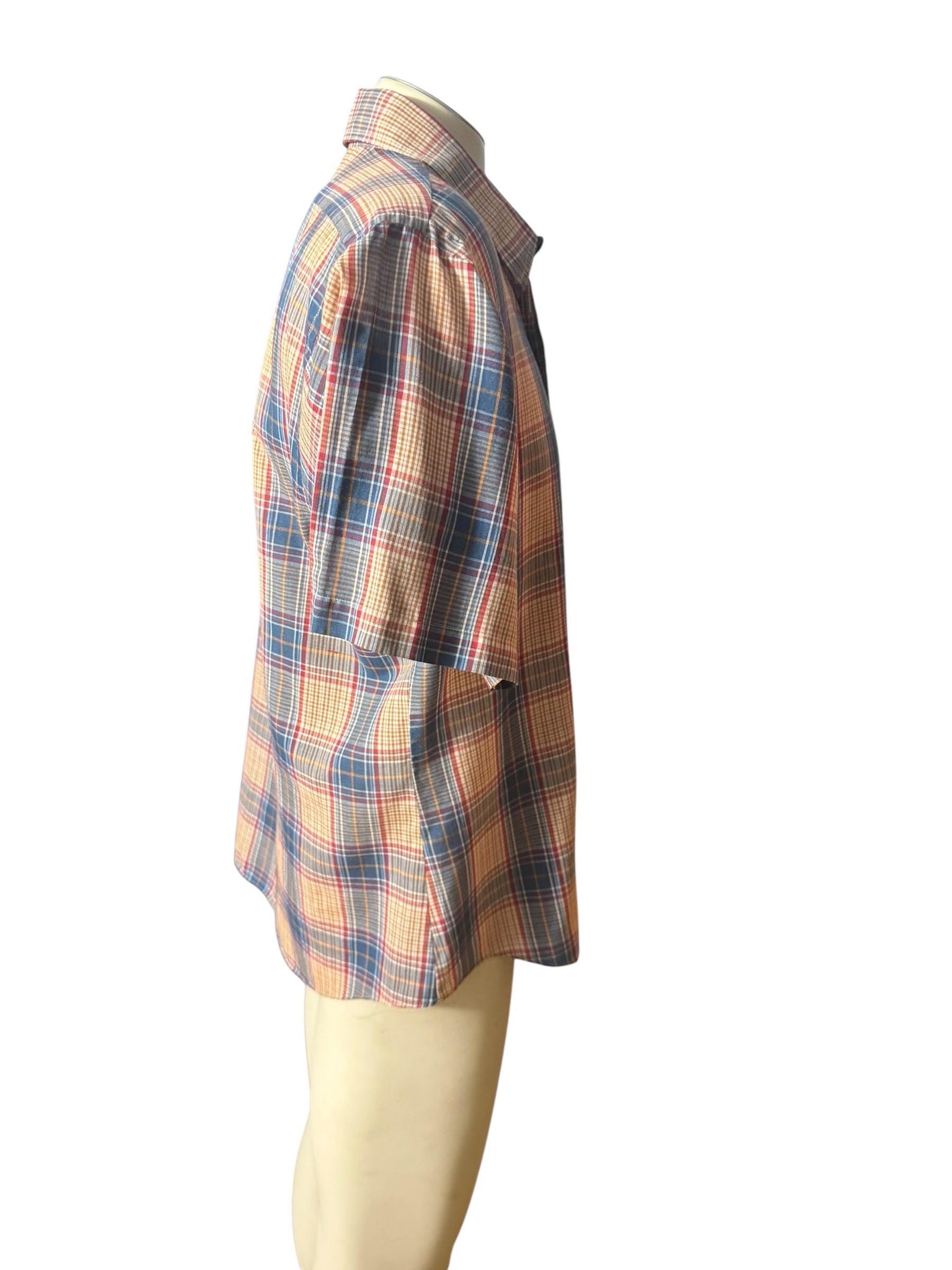 Vintage 80's blue red plaid shirt XL