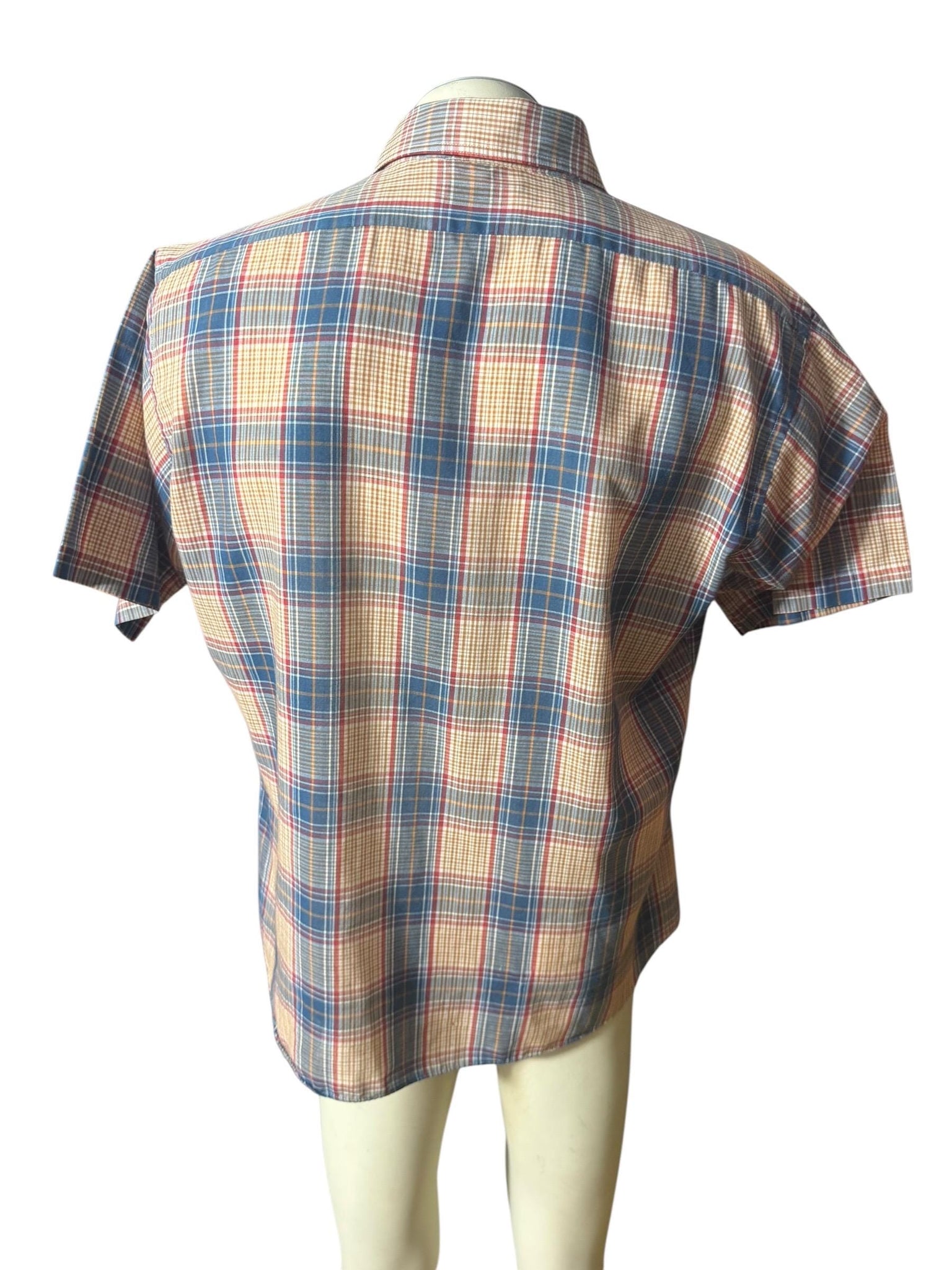 Vintage 80's blue red plaid shirt XL