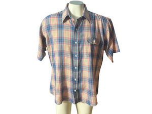 Vintage 80's blue red plaid shirt XL