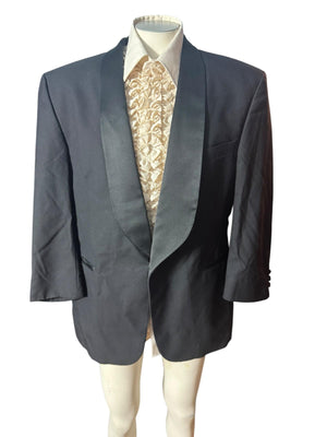 Vintage black wool tuxedo jacket lapel 42