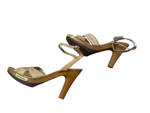 Vintage 70's tan heel shoes 9 N Nina