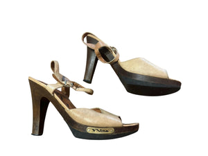 Vintage 70's wwod heel shoes 9 N Nina