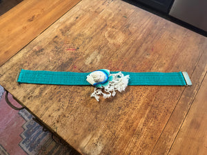Vintage 80’s turquoise stretch fish belt S M