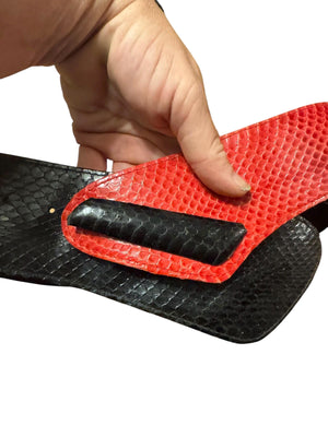 Vintage 80's black & red snake belt S