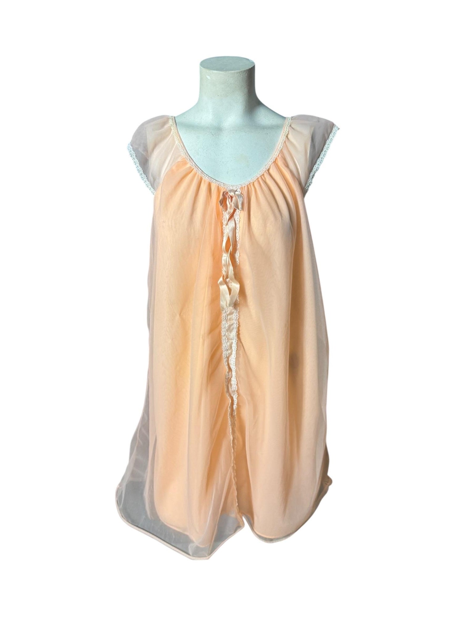 Vintage 60's peach babydoll nightgown L
