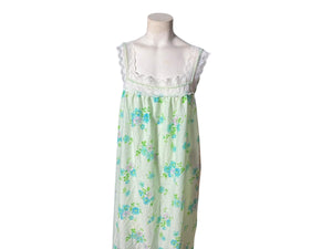 Vintage floral cotton long nightgown M L