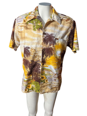 Vintage 60's Hawaiian shirt M L Diamond Head