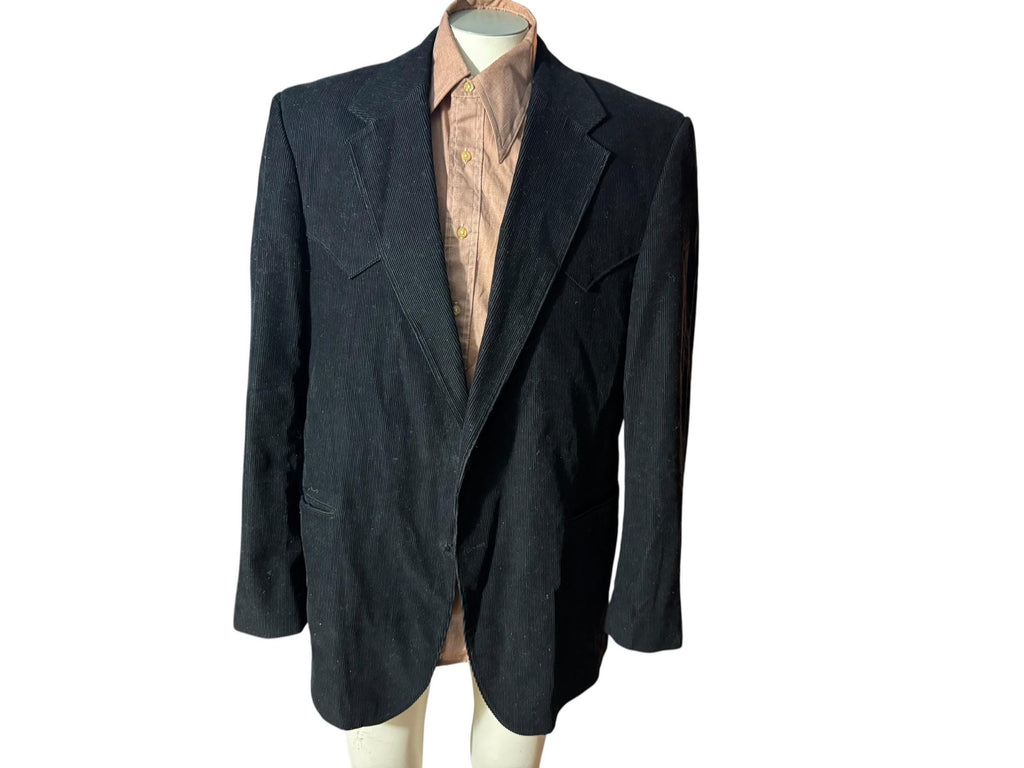 Vintage black corduroy western suit jacket 46 L Circle S