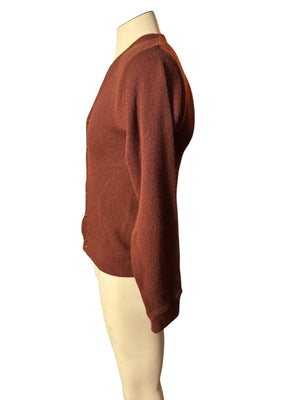 Vintage 70's men's brown cardigan sweater S Kings Road