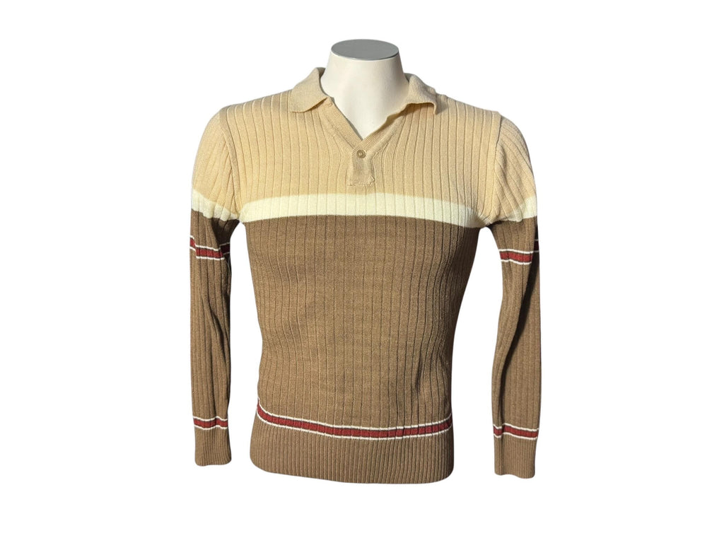 Vintage 70's men’s brown striped sweater S