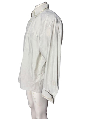 Vintage men’s tan 80’s button up shirt M Albert Celini