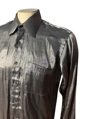 Vintage men’s 80’s Silver button up shirt M Paul Rene