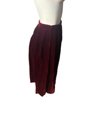 Vintage 70's maroon velvet skirt suit set S Intuitions
