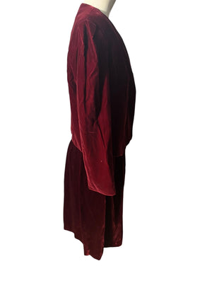 Vintage 70's maroon velvet skirt suit set S Intuitions