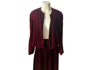 Vintage 70's maroon velvet skirt suit set S Intuitions