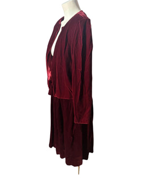 Vintage 70's maroon velvet skirt suit set S Intuitions