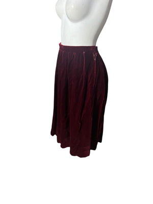 Vintage 70's maroon velvet skirt suit set S Intuitions
