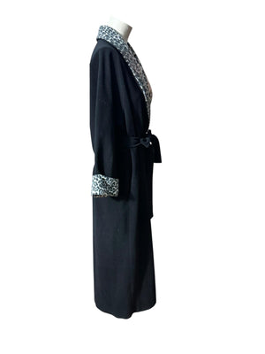 Vintage 70's black leopard robe S Vanity Fair