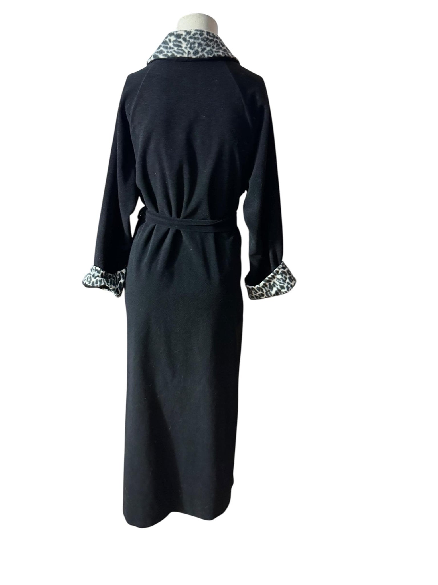 Vintage 70's black leopard robe S Vanity Fair