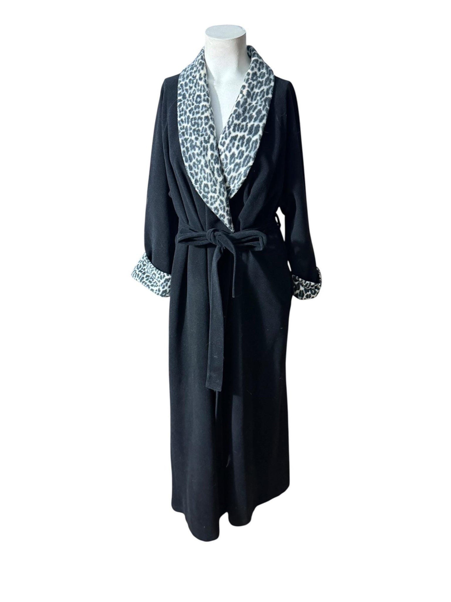 Vintage 70's black leopard robe S Vanity Fair