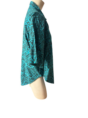 Vintage 80's women's abstract shirt M turquoise