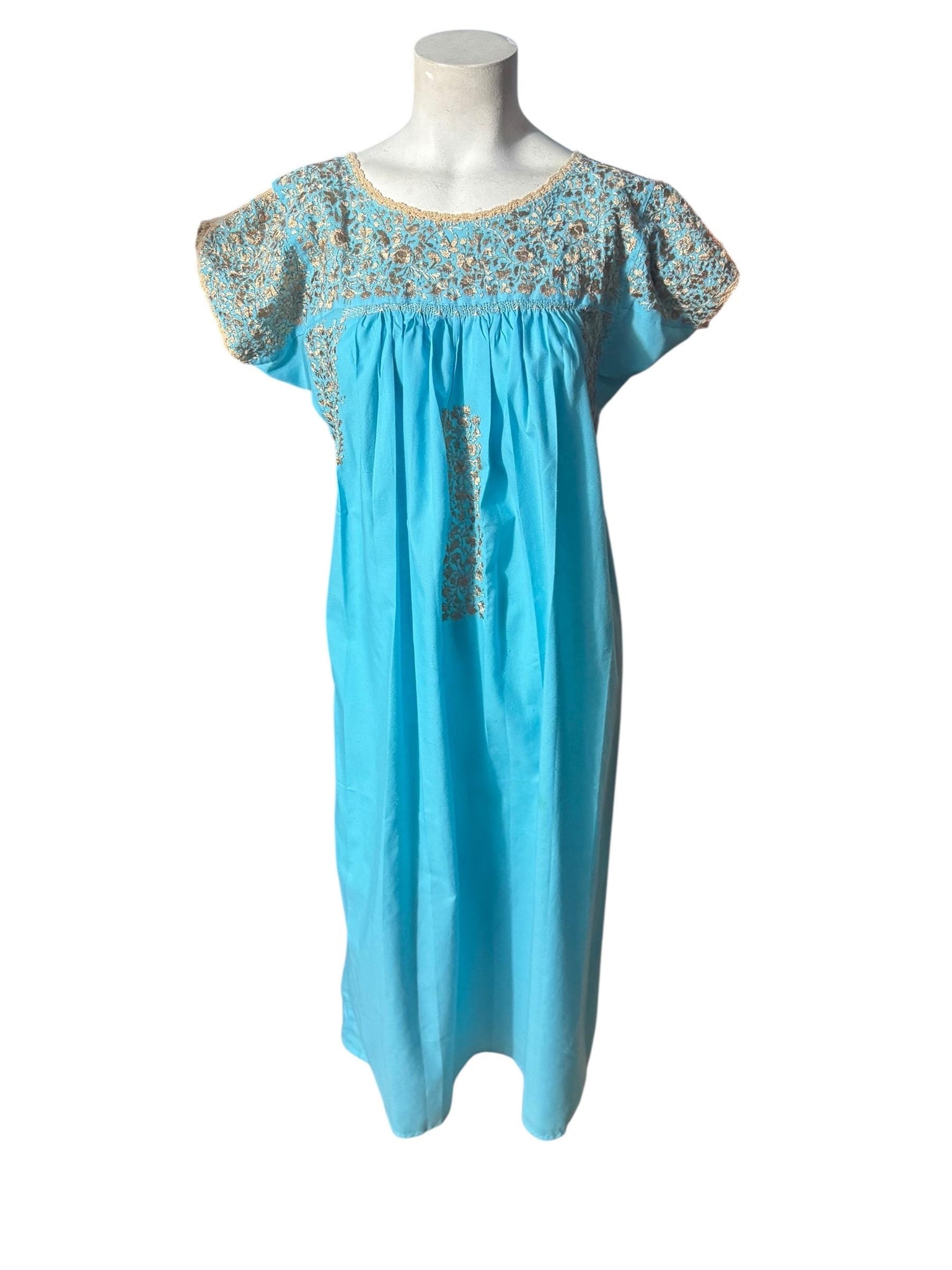 Vintage Mexican embroidered dress M L