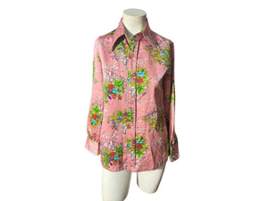 Vintage 70's pink picture shirt M Jeffrey Richards