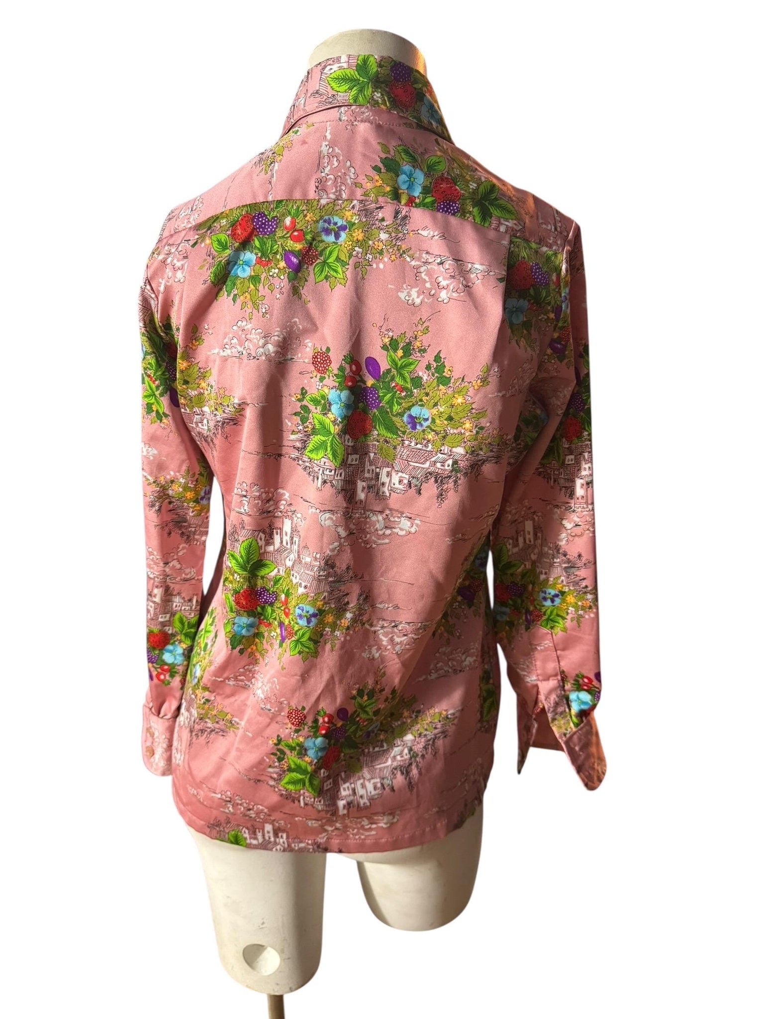 Vintage 70's pink picture shirt M Jeffrey Richards
