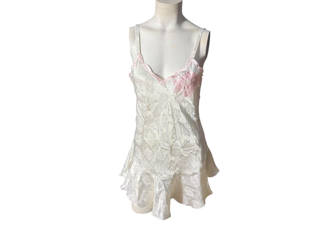 Vintage 80's off white Victoria's Secret short nightgown S