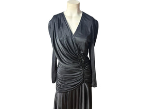 Vintage 80's draped black slinky M