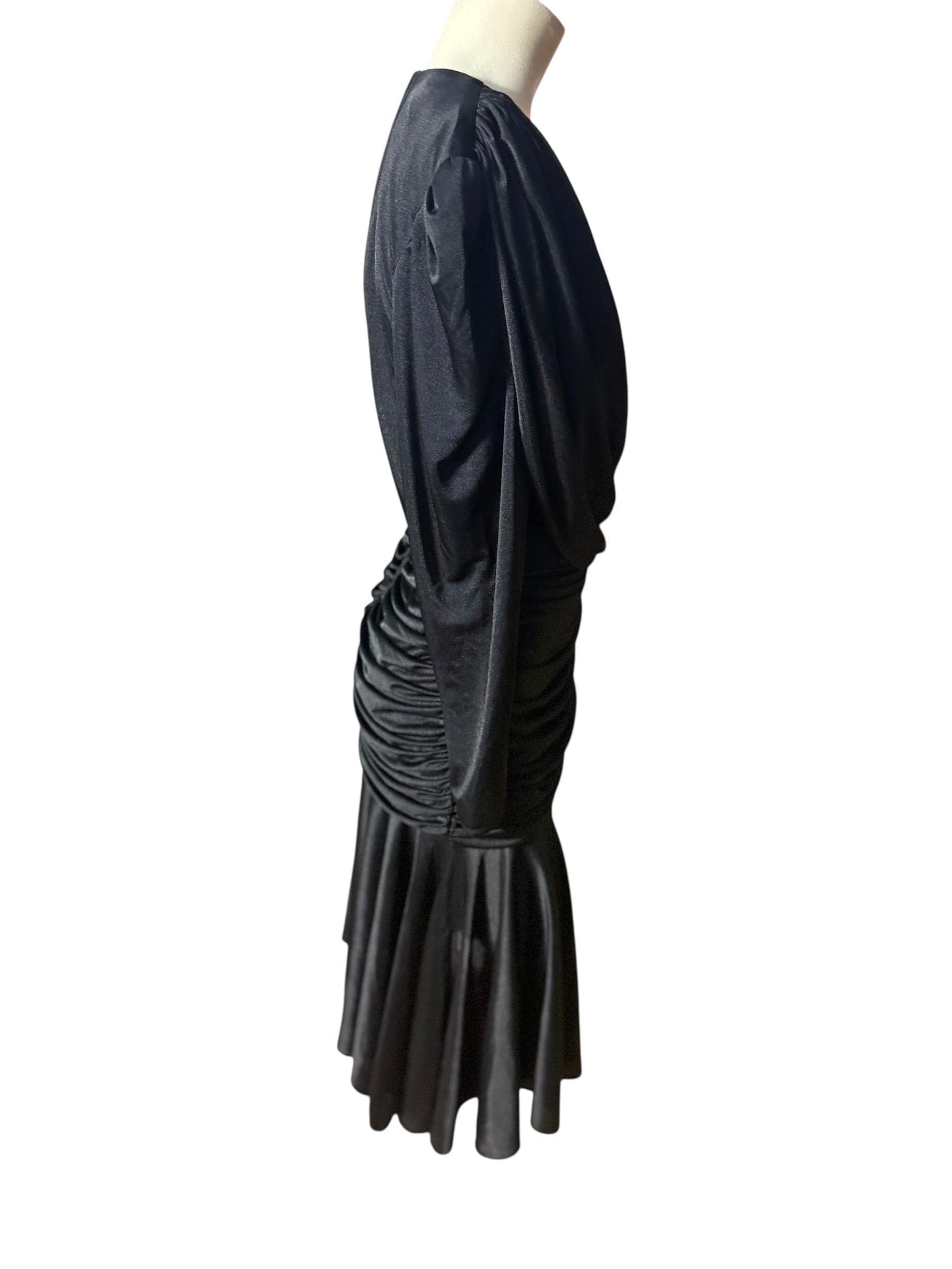 Vintage 80's draped black slinky M